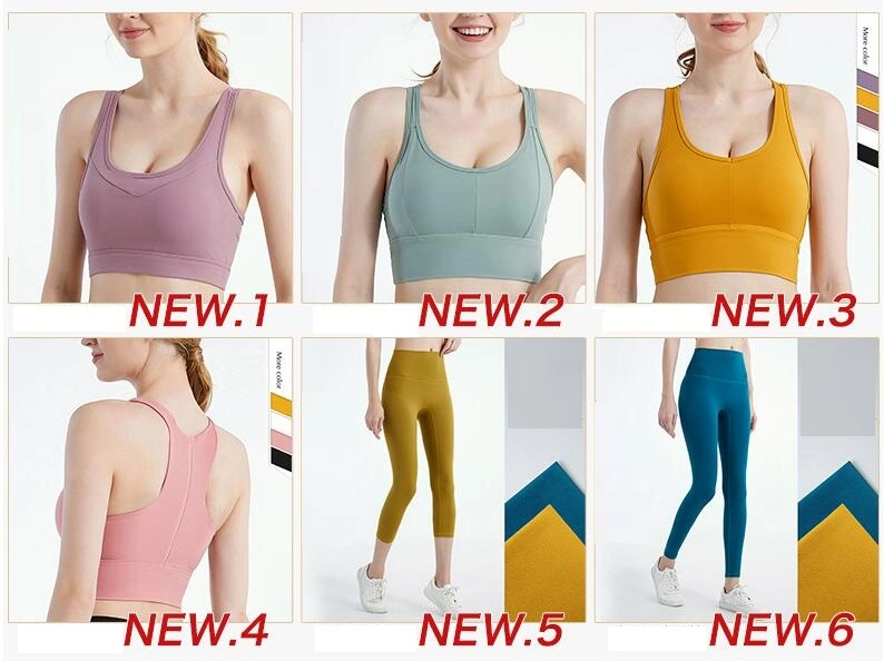 New Design Pink Women&prime;s Yoga Bra Top Strappy Back Push up Crop Sports Top Activewear 20527-3