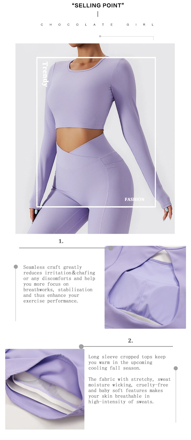 Sports Top with Logo Women&prime; S Crop with Chest Pad Crop Navel Fitness Long Sleeves Round Neck Backless Yoga Shirt Running T-Shirt