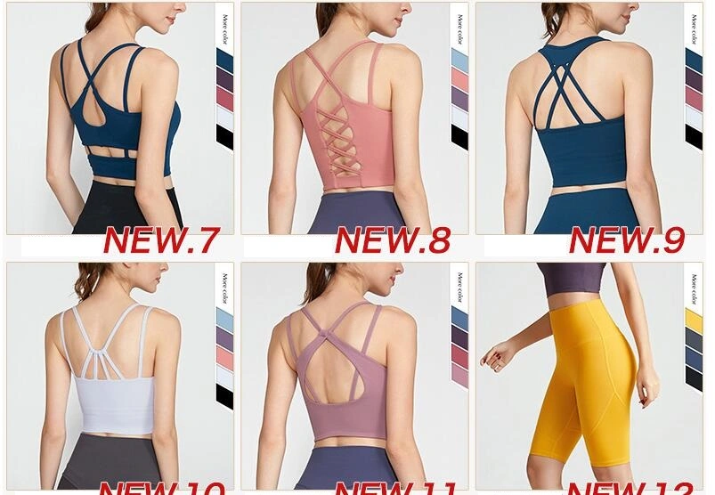 New Design Pink Women&prime;s Yoga Bra Top Strappy Back Push up Crop Sports Top Activewear 20527-3