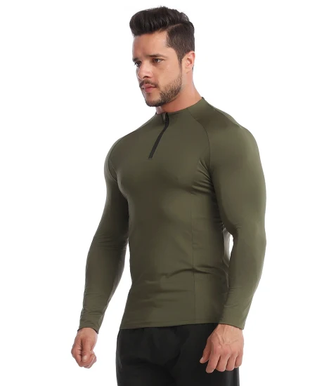 Men′s Black/Gray Long Sleeves Workout Clothes Long Sleeves Compression Top T Shirt Sportswear Gym Fitness Clothing